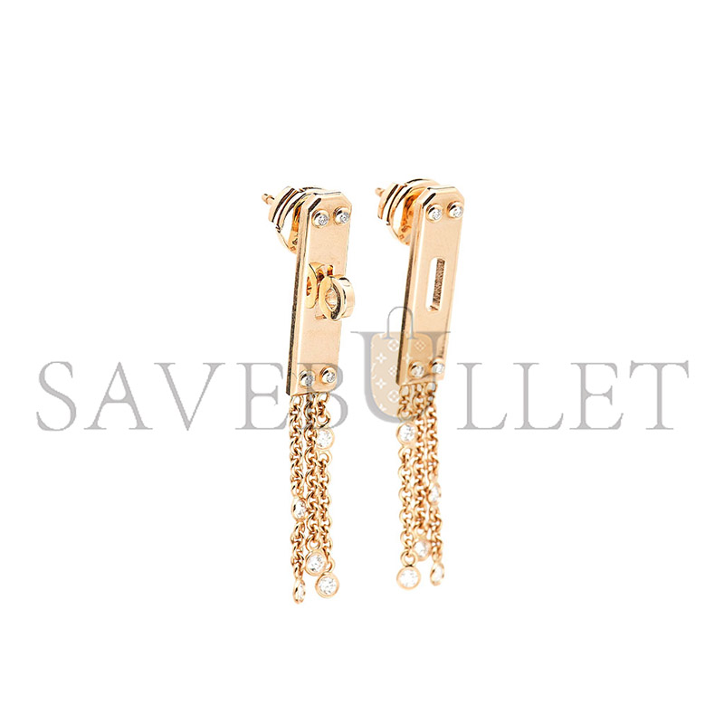 HERMÈS KELLY GAVROCHE DIAMONDS 18K ROSE GOLD EARRINGS 